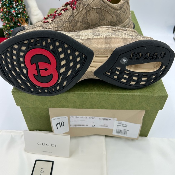 Men’s Gucci GG logo print run sneakers size 10 made in Italy - Picture 6 of 9